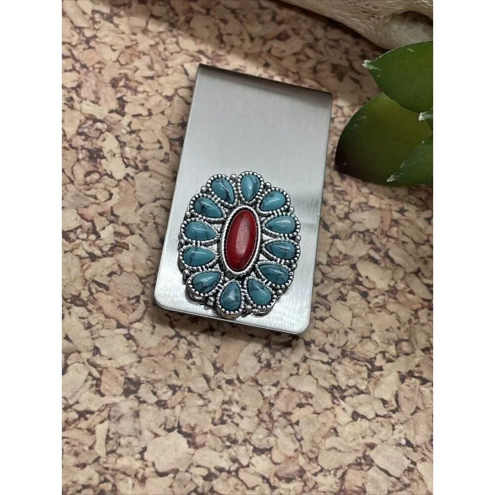 COPY - Turquoise Red Wedding Money Clip Stainless Steel Quality Wedding Party G…